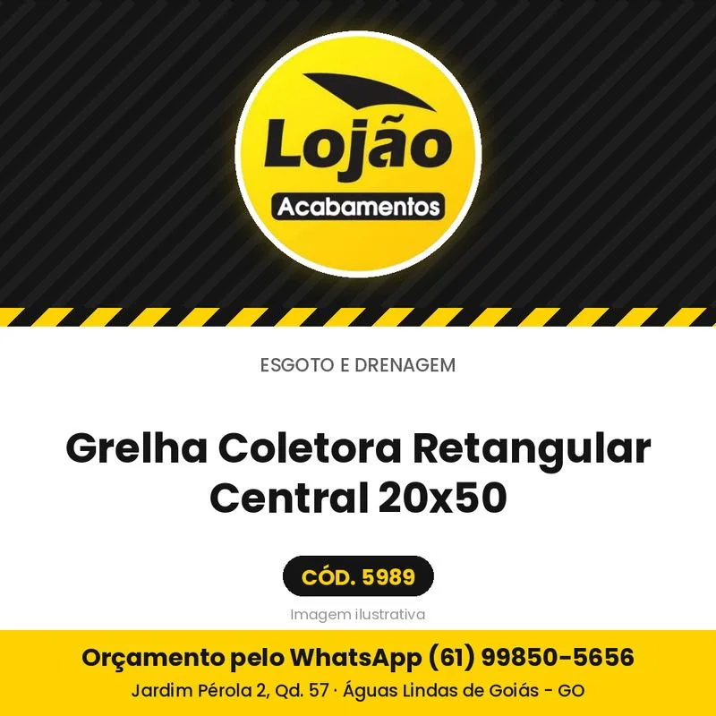 Grelha Coletora Retangular Central 20x50