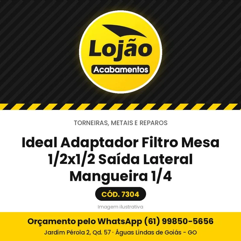 Ideal Adaptador Filtro Mesa 1/2x1/2 Saída Lateral Mangueira 1/4