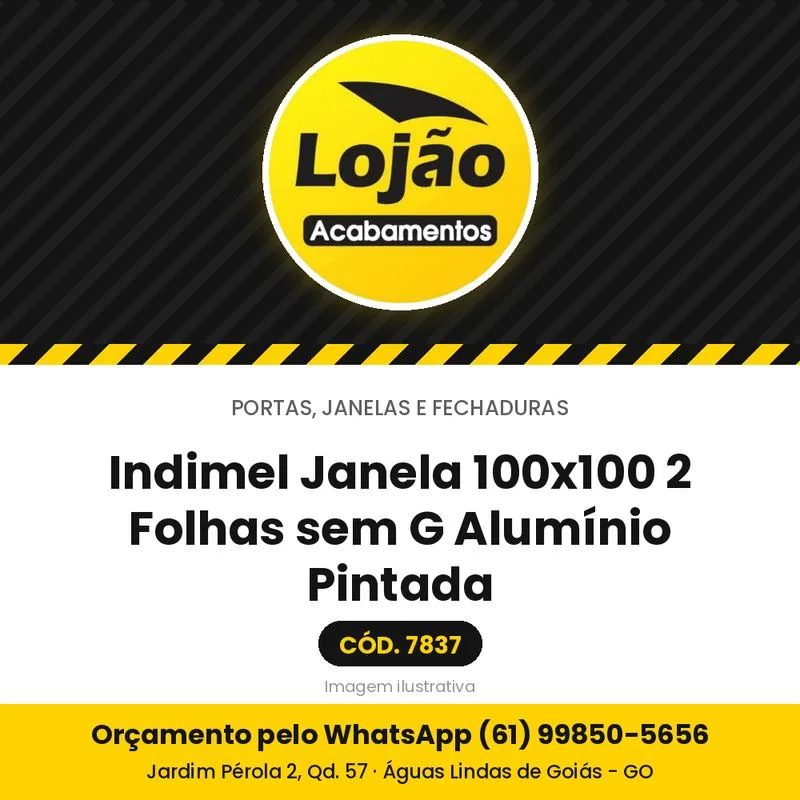 Indimel Janela 100x100 2 Folhas sem G Alumínio Pintada