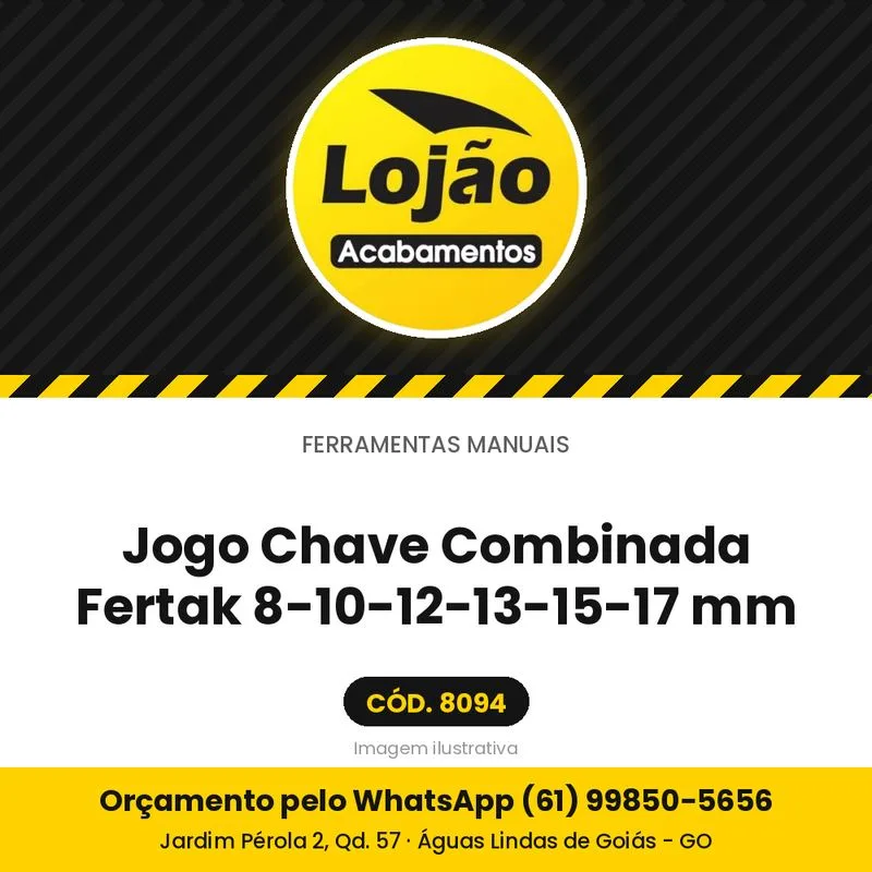 Jogo Chave Combinada Fertak 8-10-12-13-15-17 mm