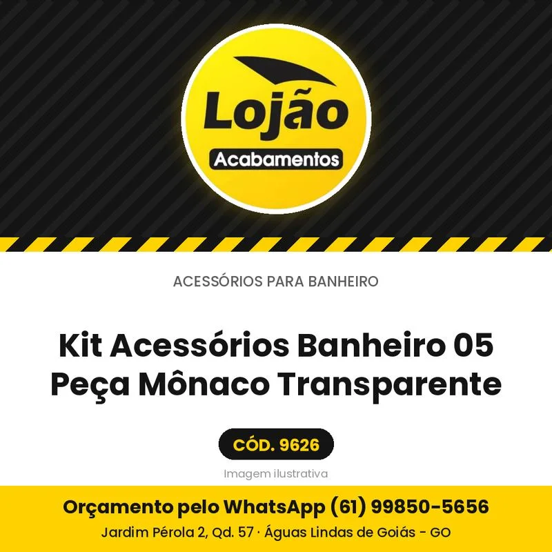 Kit Acessórios Banheiro 05 Peça Mônaco Transparente