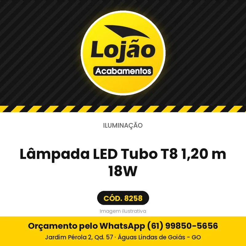 Lâmpada LED Tubo T8 1,20 m 18W