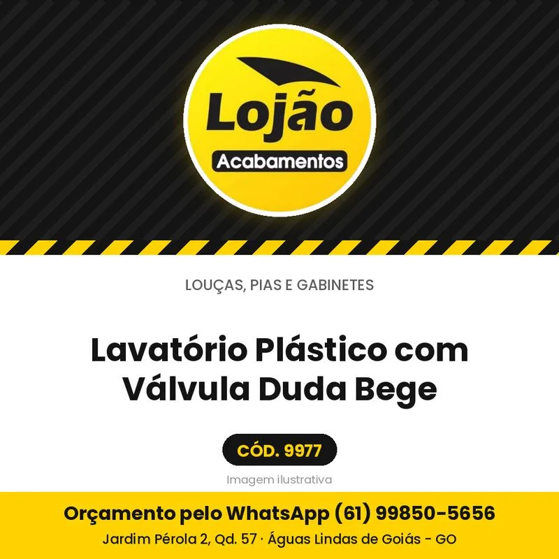 Lavatório Plástico com Válvula Duda Bege