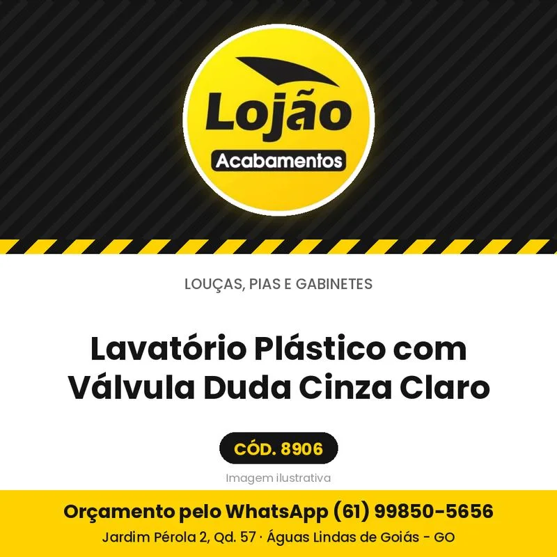 Lavatório Plástico com Válvula Duda Cinza Claro