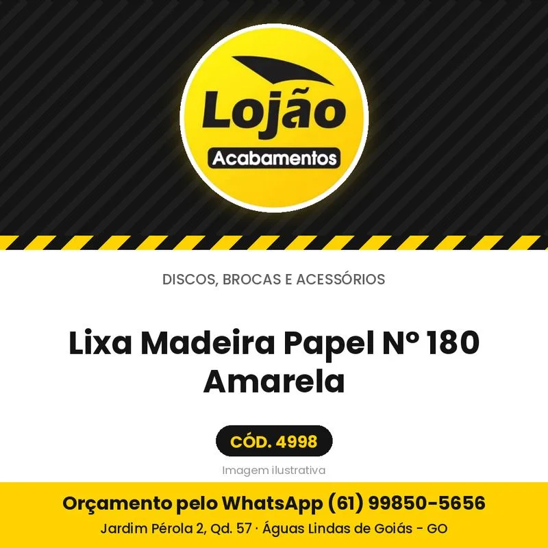 Lixa Madeira Papel Nº 180 Amarela