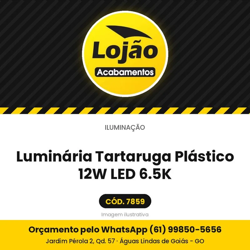 Luminária Tartaruga Plástico 12W LED 6.5K
