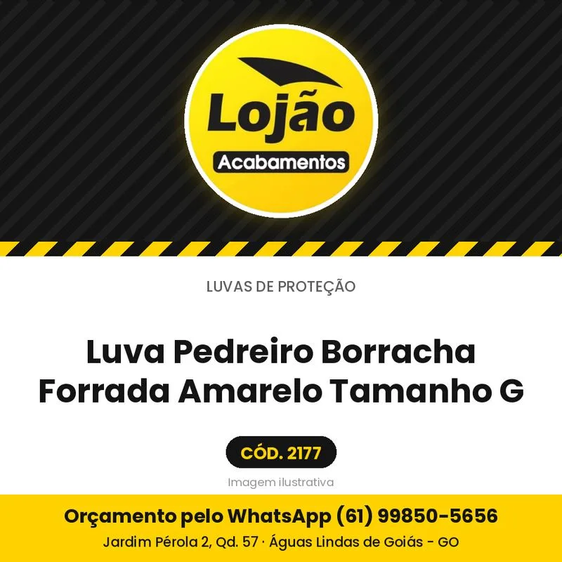 Luva Pedreiro Borracha Forrada Amarelo Tamanho G