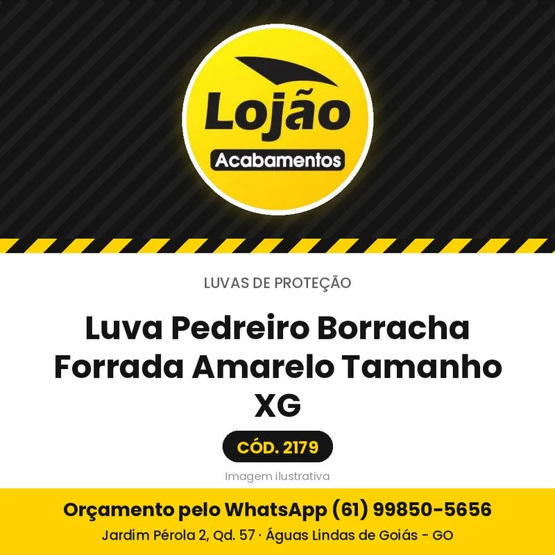 Luva Pedreiro Borracha Forrada Amarelo Tamanho XG