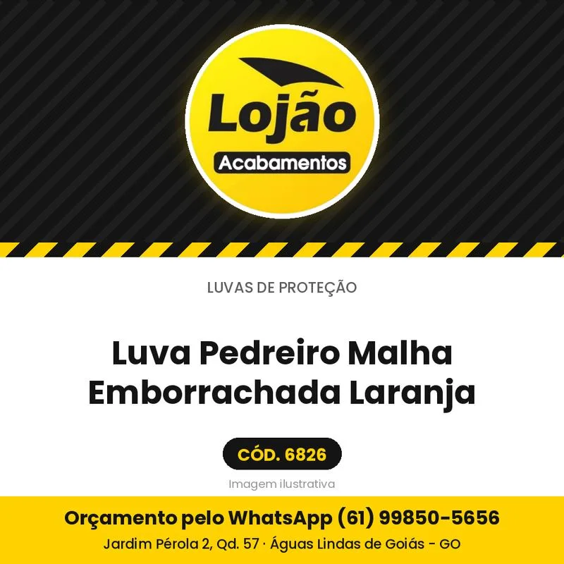 Luva Pedreiro Malha Emborrachada Laranja