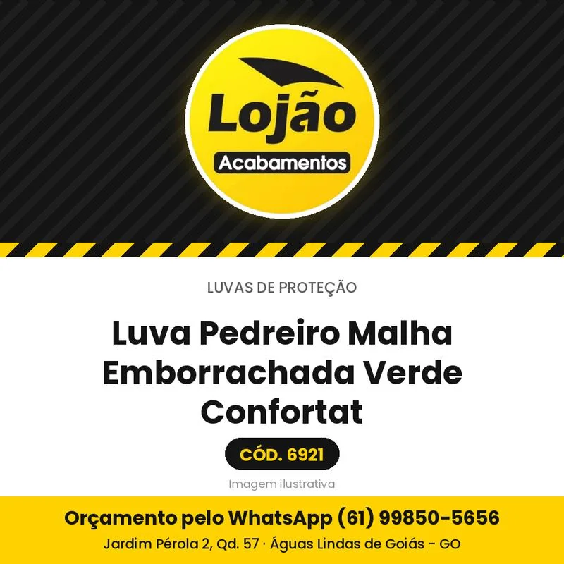Luva Pedreiro Malha Emborrachada Verde Confortat