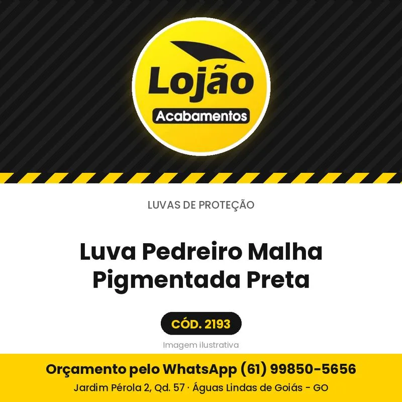 Luva Pedreiro Malha Pigmentada Preta