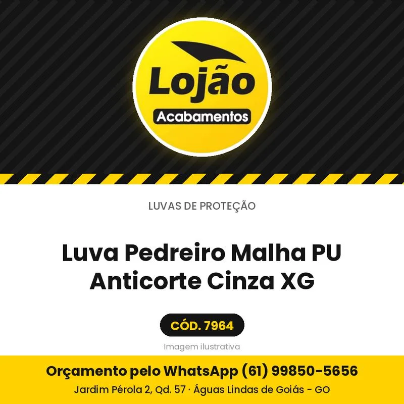 Luva Pedreiro Malha PU Anticorte Cinza XG
