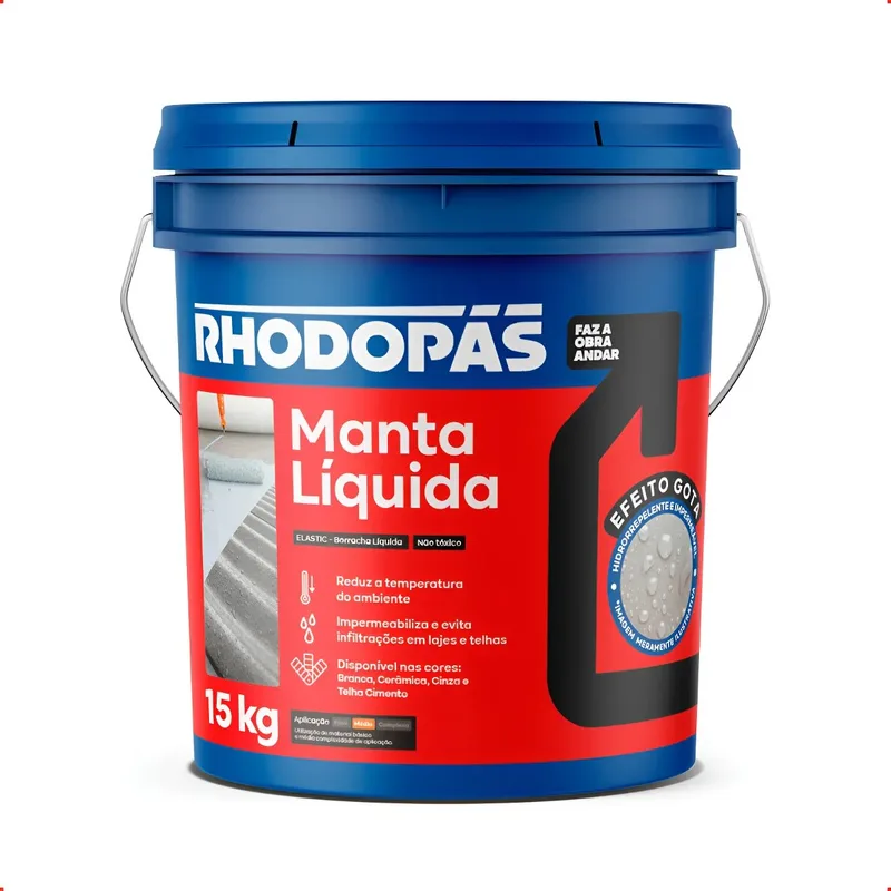 Manta Líquida Emborrachada Branca P/ Lage e Telha Balde 15kg Rhodopás