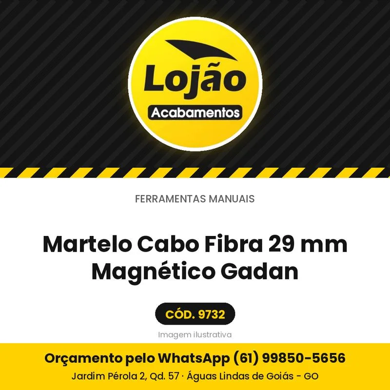 Martelo Cabo Fibra 29 mm Magnético Gadan