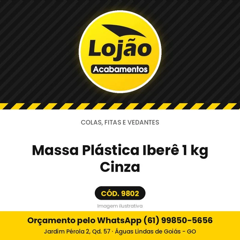 Massa Plástica Iberê 1 kg Cinza