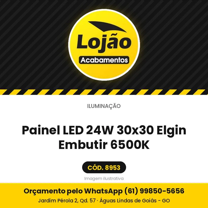 Painel LED 24W 30x30 Elgin Embutir 6500K