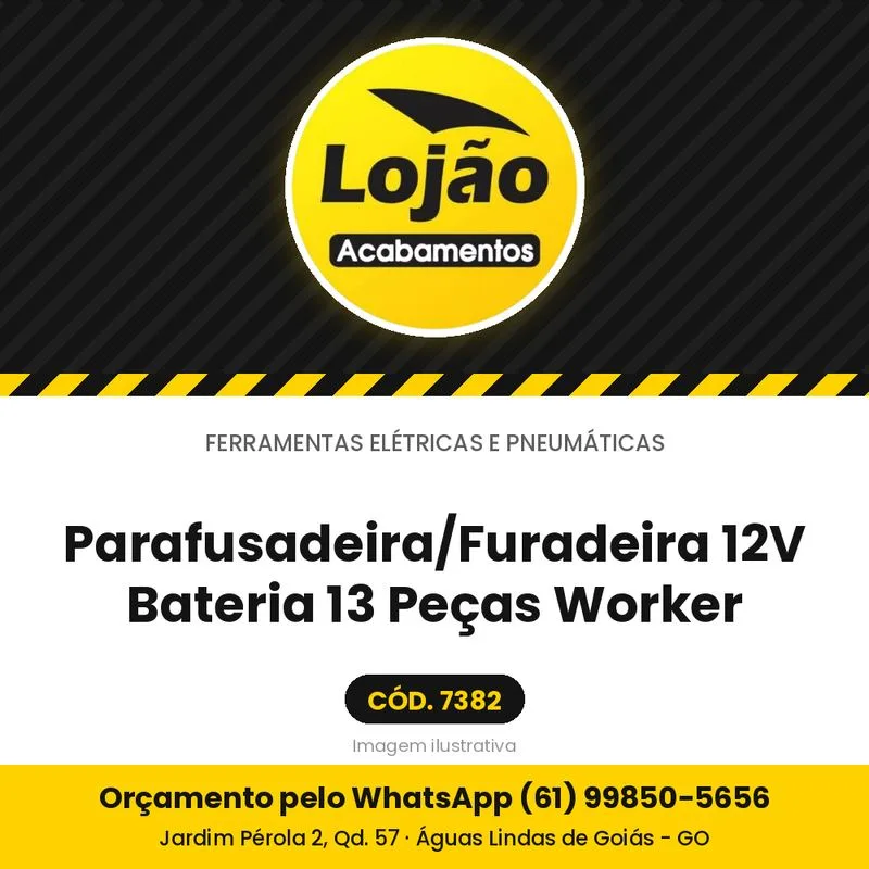 Parafusadeira/Furadeira 12V Bateria 13 Peças Worker