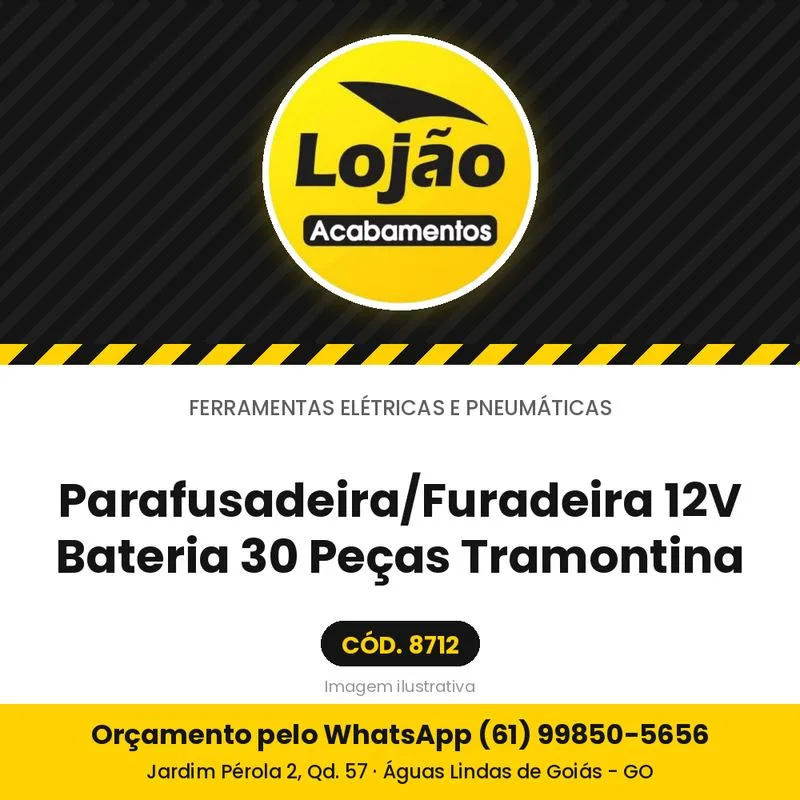 Parafusadeira/Furadeira 12V Bateria 30 Peças Tramontina