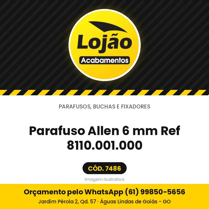 Parafuso Allen 6 mm Ref 8110.001.000