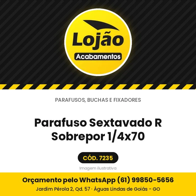 Parafuso Sextavado R Sobrepor 1/4x70