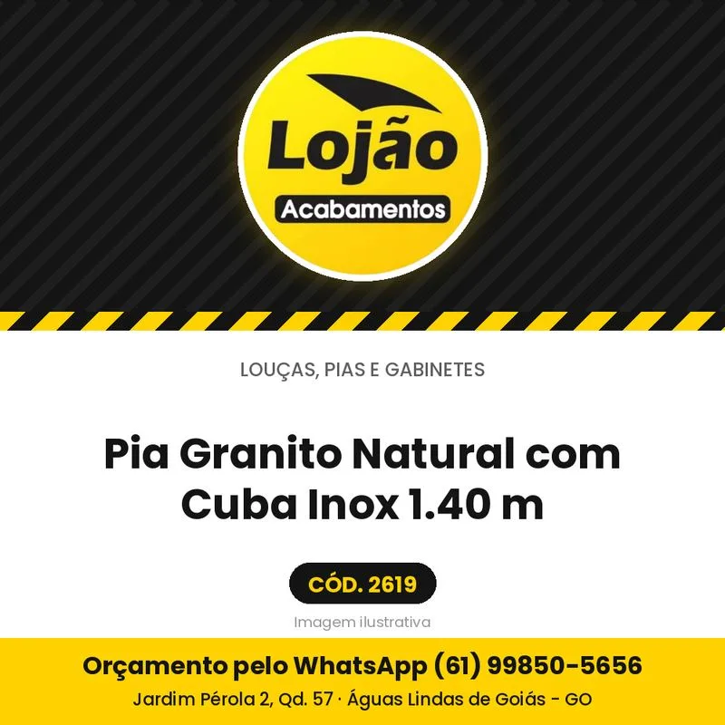 Pia Granito Natural com Cuba Inox 1.40 m