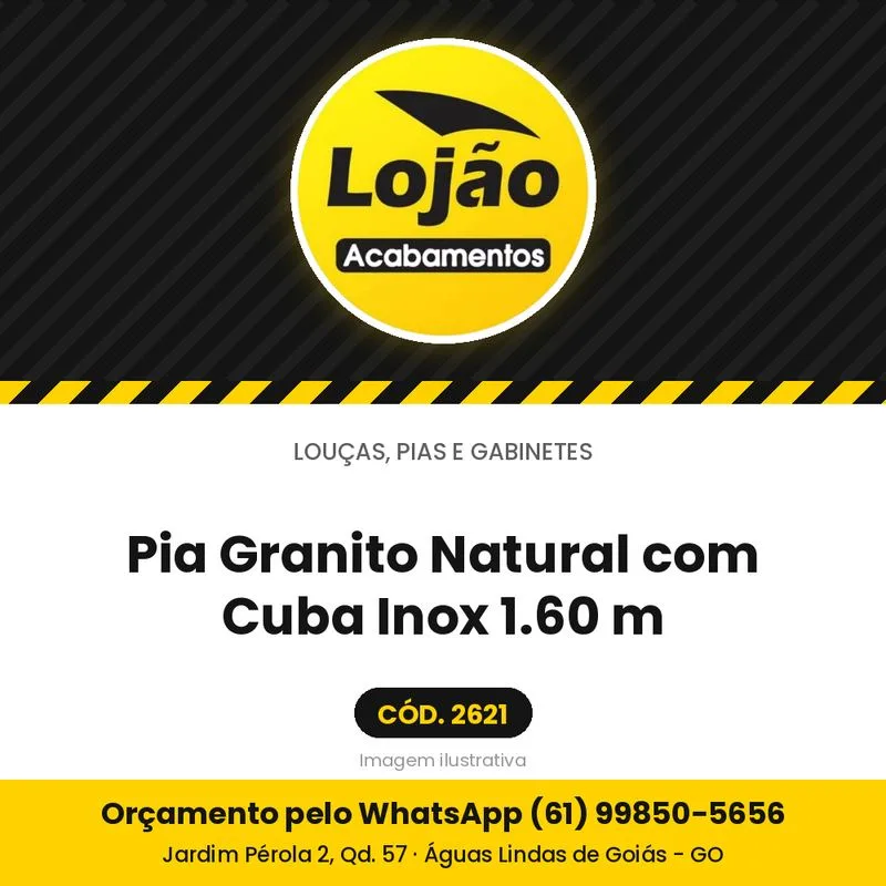Pia Granito Natural com Cuba Inox 1.60 m
