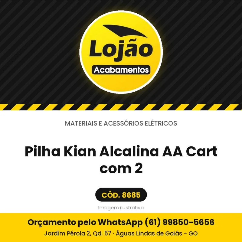 Pilha Kian Alcalina AA Cart com 2