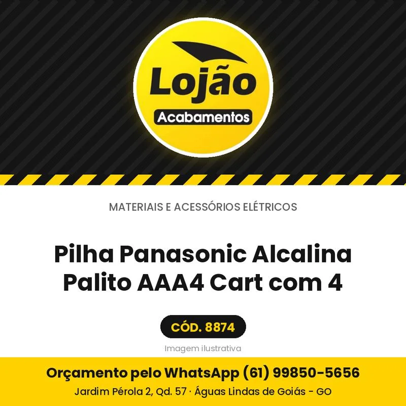 Pilha Panasonic Alcalina Palito AAA4 Cart com 4