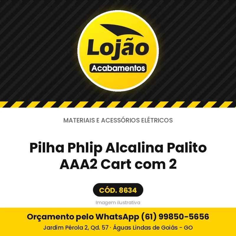 Pilha Phlip Alcalina Palito AAA2 Cart com 2