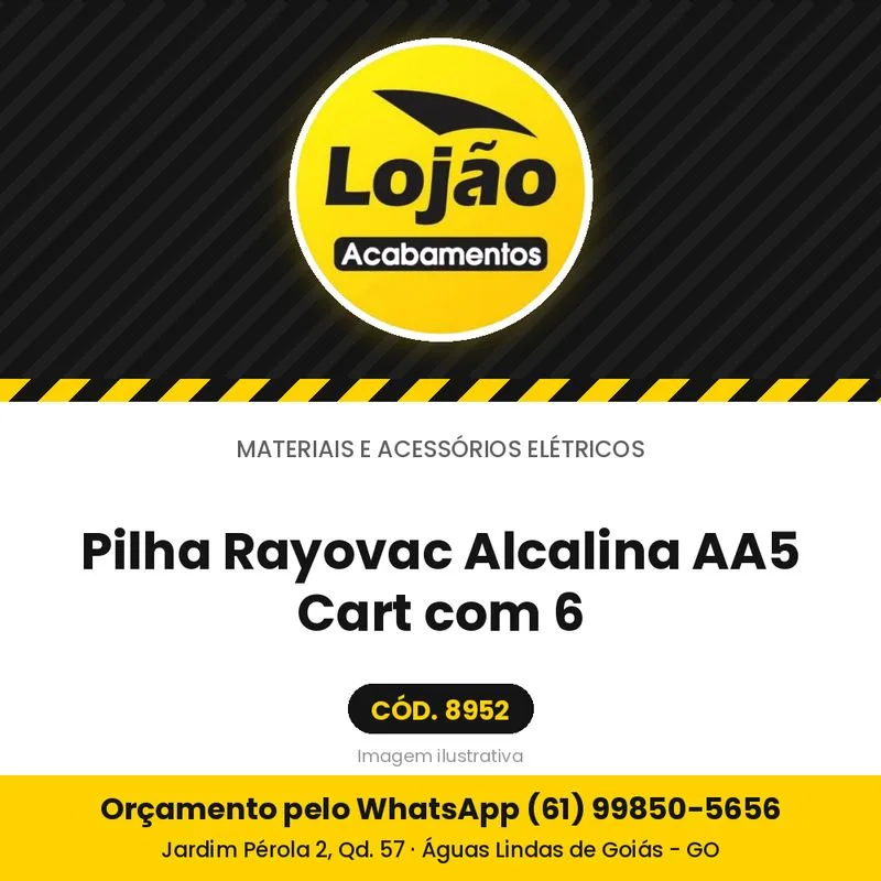 Pilha Rayovac Alcalina AA5 Cart com 6
