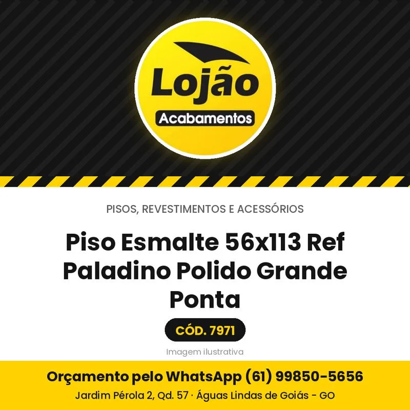 Piso Esmalte 56x113 Ref Paladino Polido Grande Ponta