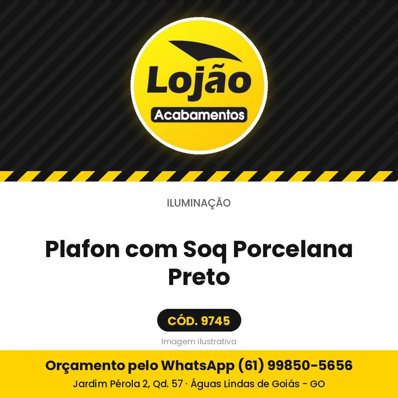 Plafon com Soq Porcelana Preto