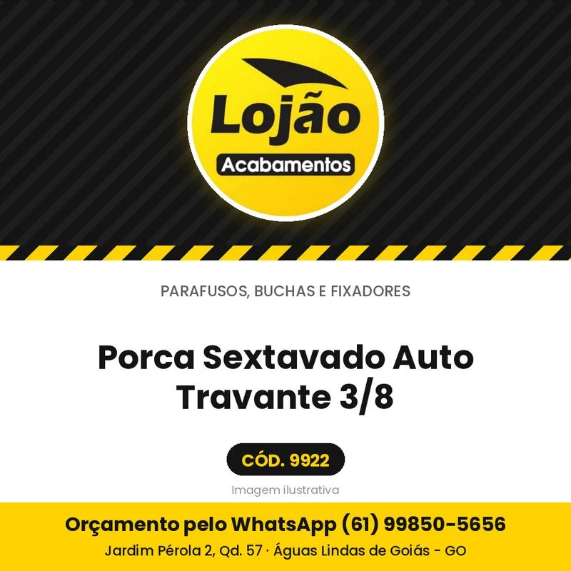Porca Sextavado Auto Travante 3/8