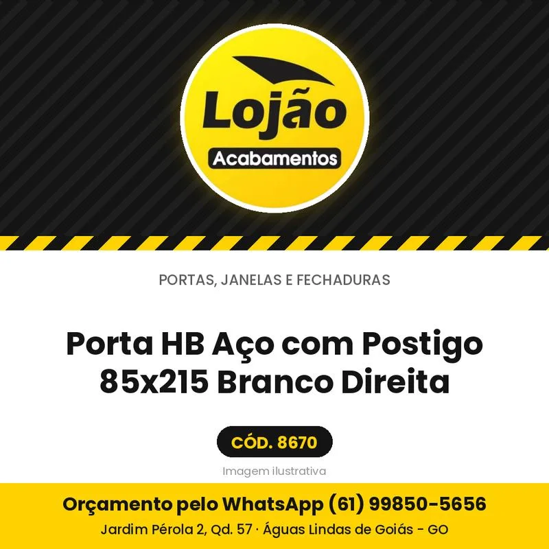 Porta HB Aço com Postigo 85x215 Branco Direita