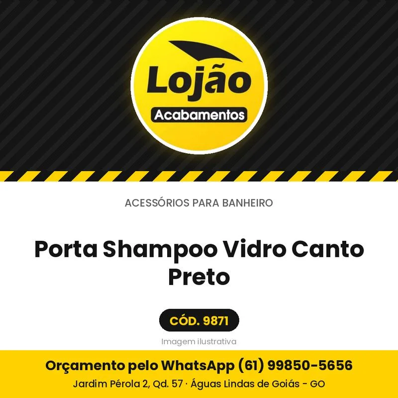 Porta Shampoo Vidro Canto Preto