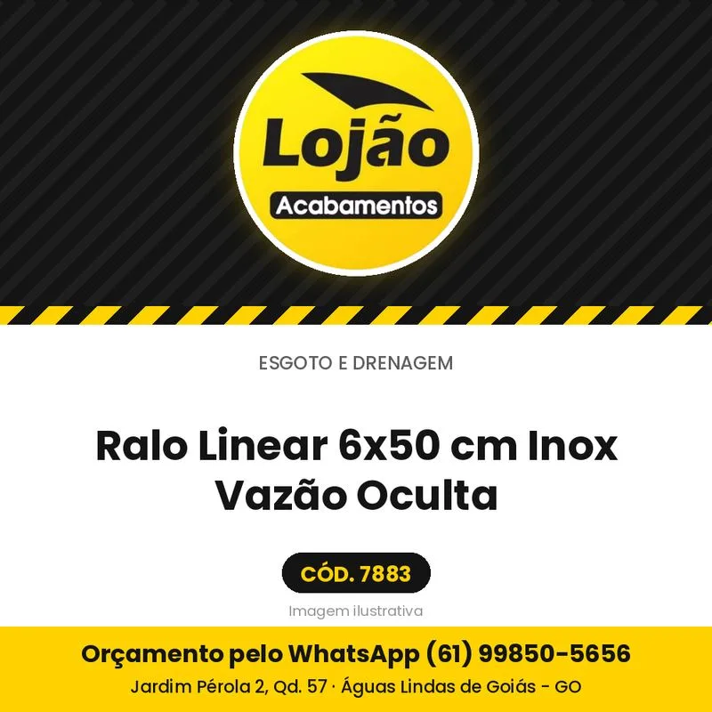 Ralo Linear 6x50 cm Inox Vazão Oculta