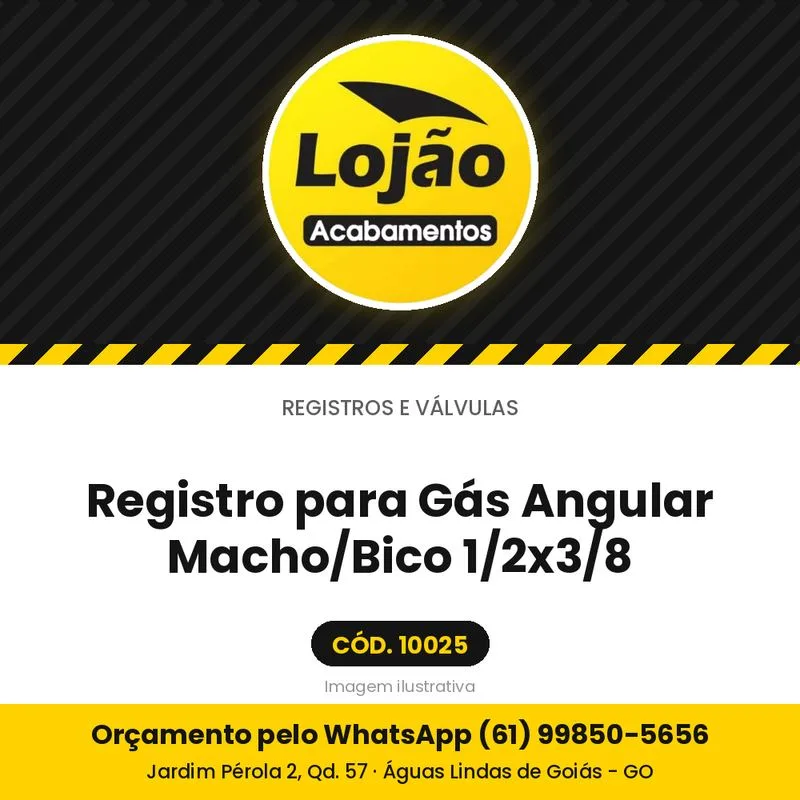 Registro para Gás Angular Macho/Bico 1/2x3/8
