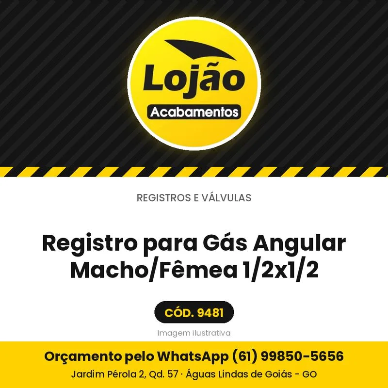 Registro para Gás Angular Macho/Fêmea 1/2x1/2