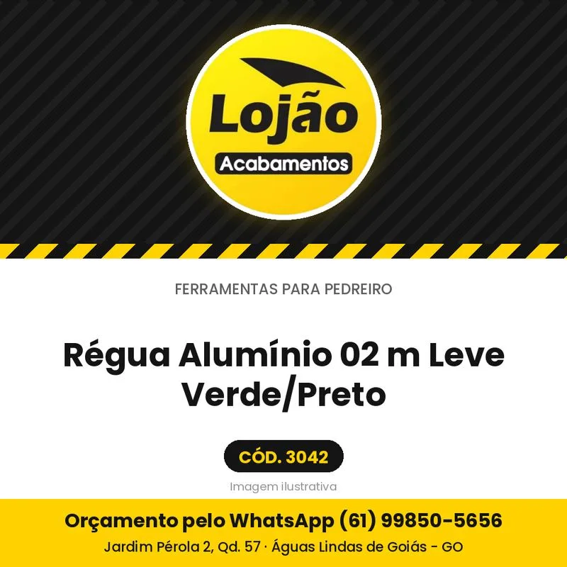 Régua Alumínio 02 m Leve Verde/Preto