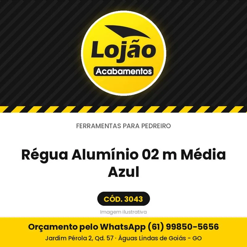 Régua Alumínio 02 m Média Azul