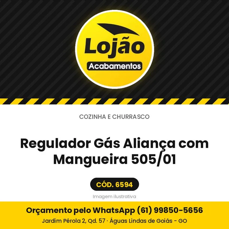 Regulador Gás Aliança com Mangueira 505/01