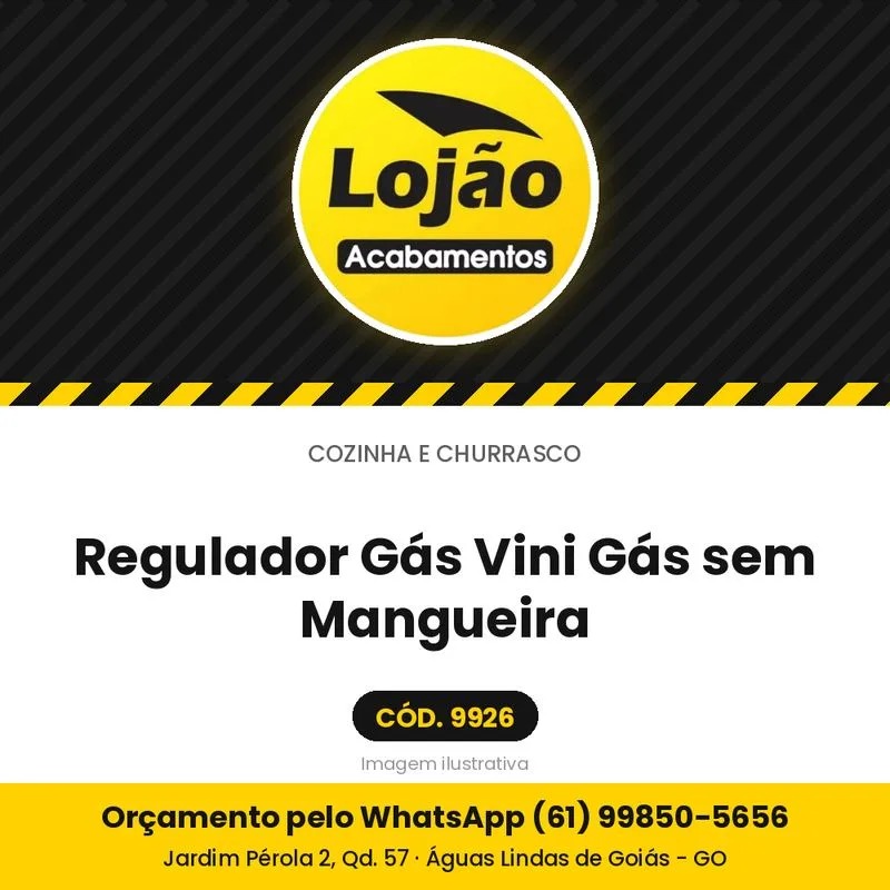 Regulador Gás Vini Gás sem Mangueira