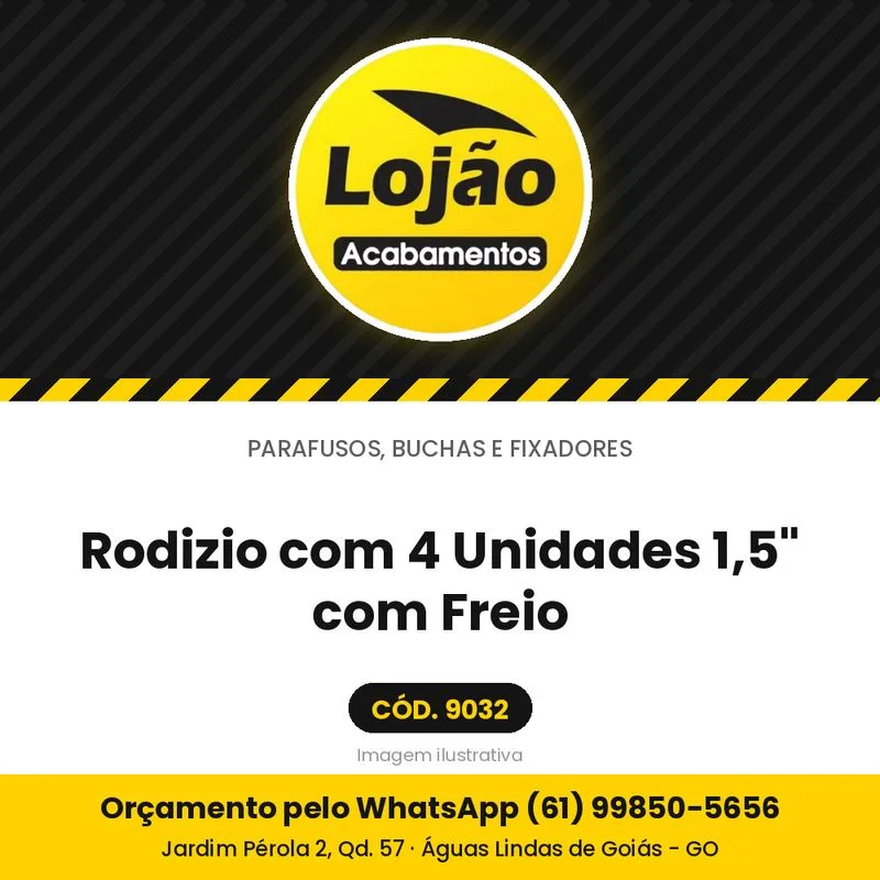 Rodizio com 4 Unidades 1,5" com Freio