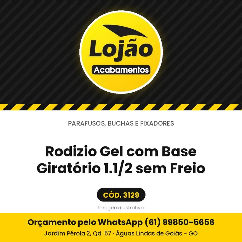 Rodizio Gel com Base Giratório 1.1/2 sem Freio