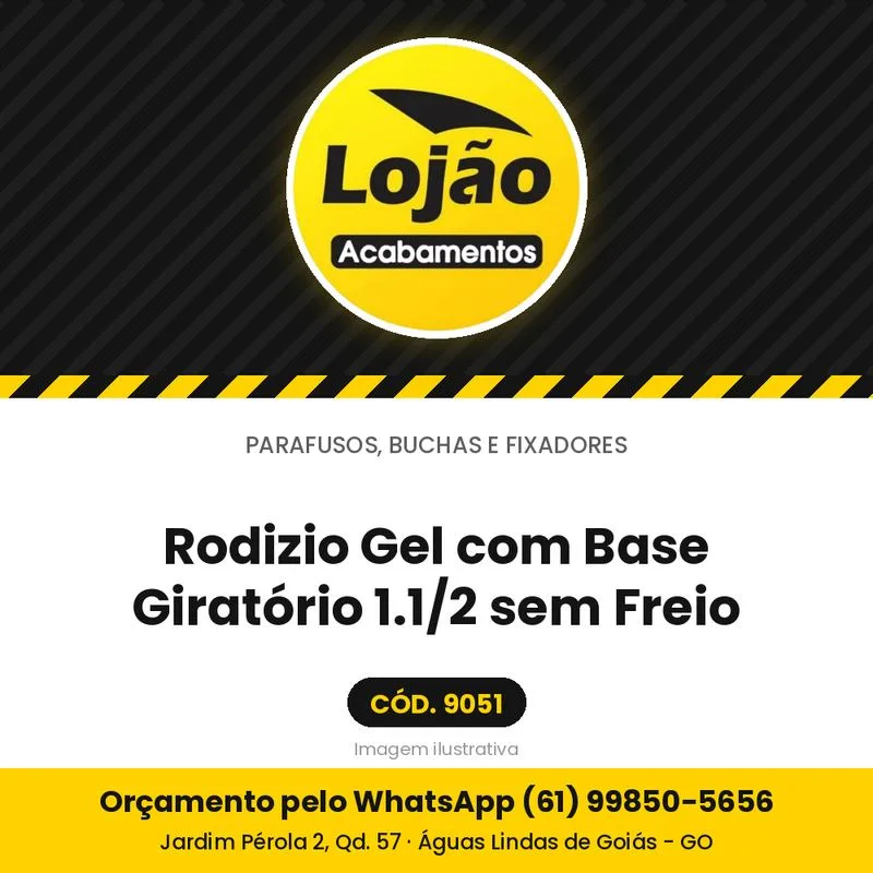 Rodizio Gel com Base Giratório 1.1/2 sem Freio