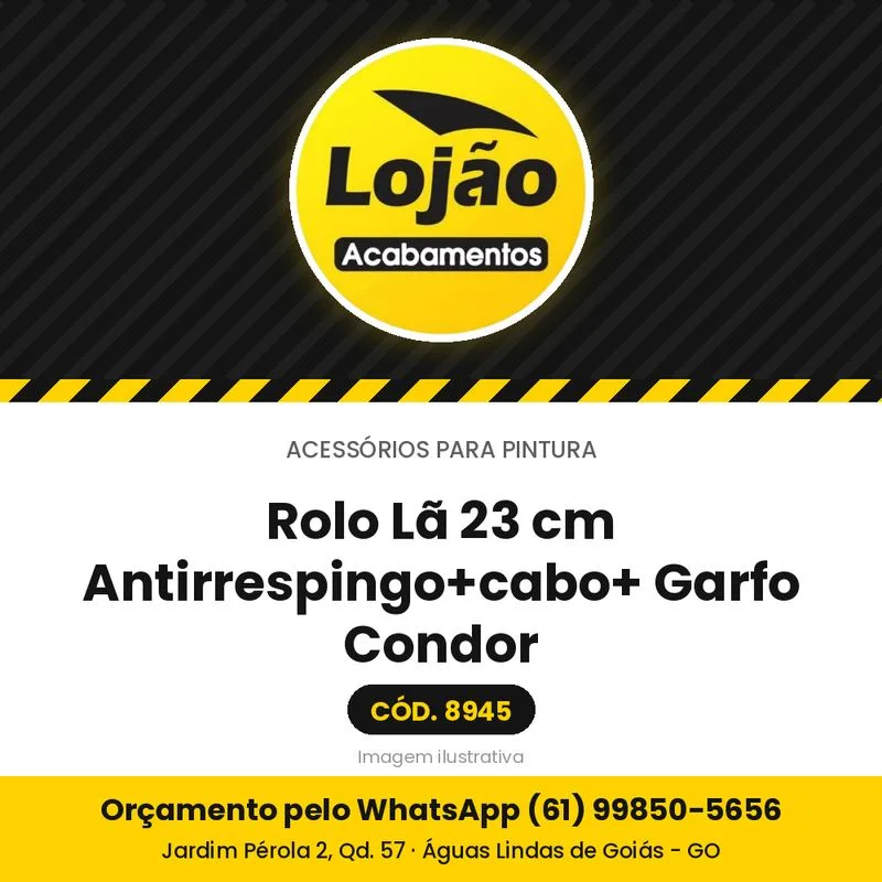 Rolo Lã 23 cm Antirrespingo+cabo+ Garfo Condor
