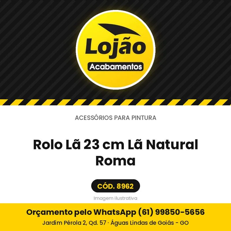 Rolo Lã 23 cm Lã Natural Roma