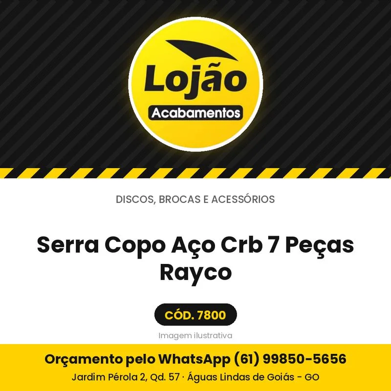 Serra Copo Aço Crb 7 Peças Rayco