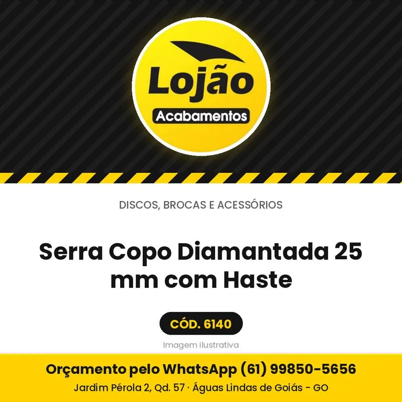 Serra Copo Diamantada 25 mm com Haste