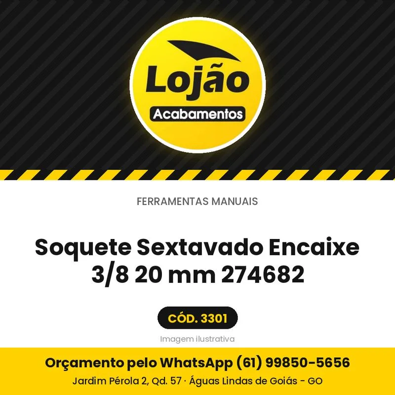 Soquete Sextavado Encaixe 3/8 20 mm 274682